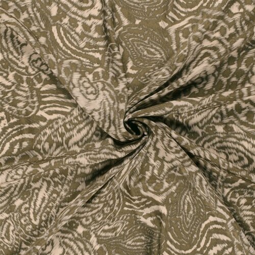 Polyester Satin Samt Paisley Kunst - kaltbraun