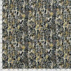 Polyester Satin Samt LEAVES  schwarz