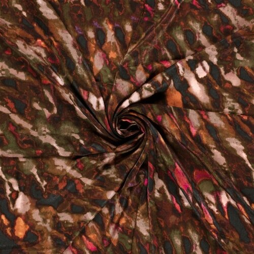Polyester Satin Samt abstraktes Muster - oliv