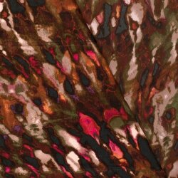 Polyester Satin Samt abstraktes Muster - oliv