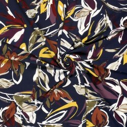 Viskose Jersey Blumen - dunkelblau