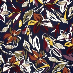 Viskose Jersey Blumen - dunkelblau