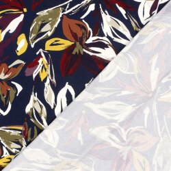 Viskose Jersey Blumen - dunkelblau