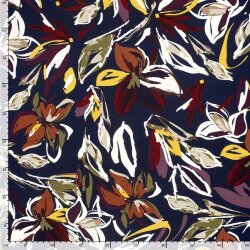 Viskose Jersey Blumen - dunkelblau