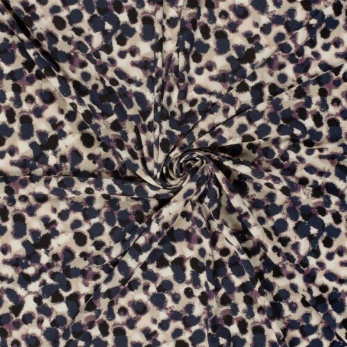 Viskose Jersey Leo Tupfen - beige/aubergine