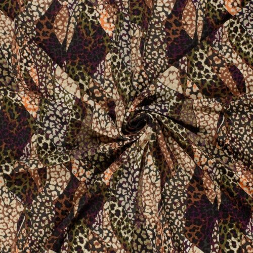Viskose Jersey Leopatchwork - aubergine