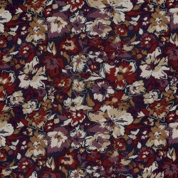 Viskose Jersey Blumen - dunkelblau