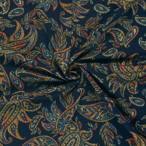 Romanit Jersey "Punta di Roma" Paisley - dunkelblau