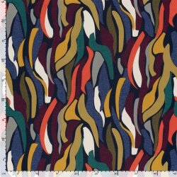 Romanit Jersey "Punta di Roma" bunte Streifen - orangerot