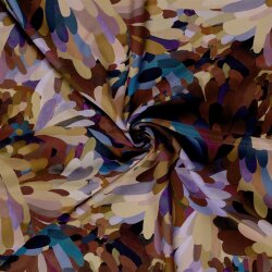 Viskose Popeline bunte wilde Kunst - oliv