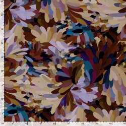 Viskose Popeline bunte wilde Kunst - oliv