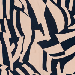 Viskose Popeline Abstract - dunkelblau