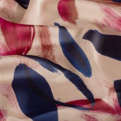Satin Duchesse Blumen - dunkelblau
