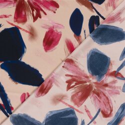 Satin Duchesse Blumen - dunkelblau