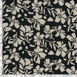 Viskose Nylon Jersey Twill Blumen - schwarz