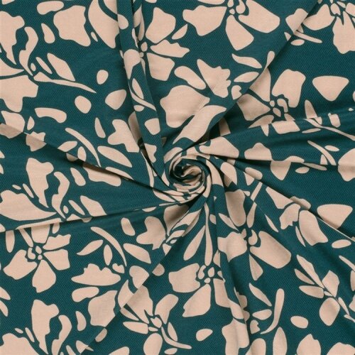Viskose Nylon Jersey Twill Blumen