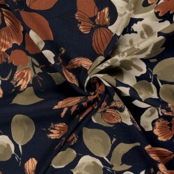 Viskose Crêpe Blumen - dunkelblau