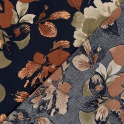 Viskose Crêpe Blumen - dunkelblau