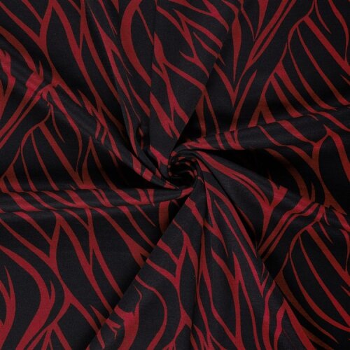 Polyester Viskose Mix Wellen Streifen - dunkelrot