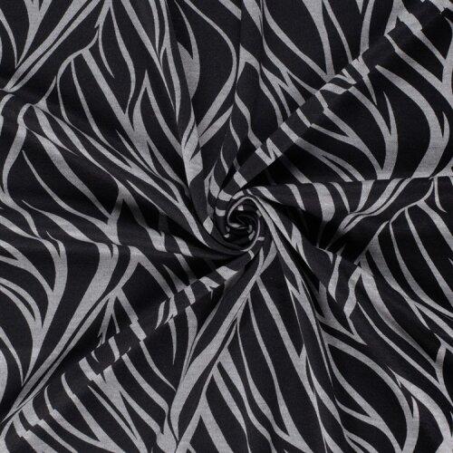 Polyester Viskose Mix Wellen Streifen - schwarz