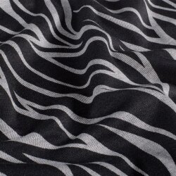 Polyester Viskose Mix Wellen Streifen - schwarz