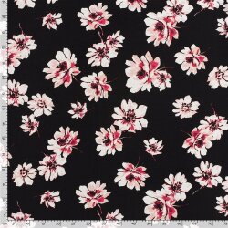 Viskose Nylon Crêpe Blumen schwarz