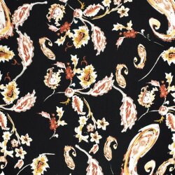 Viskose Crêpe Paisley - schwarz