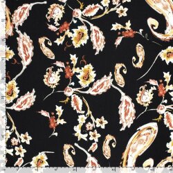Viskose Crêpe Paisley - schwarz