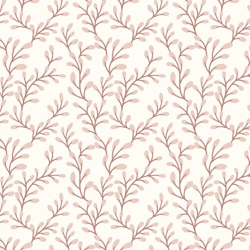 Baumwollpopeline Zweige - creme/softziegelrot