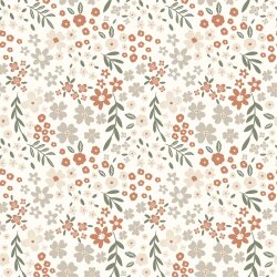 Baumwollpopeline zarte Blumenwiese- creme