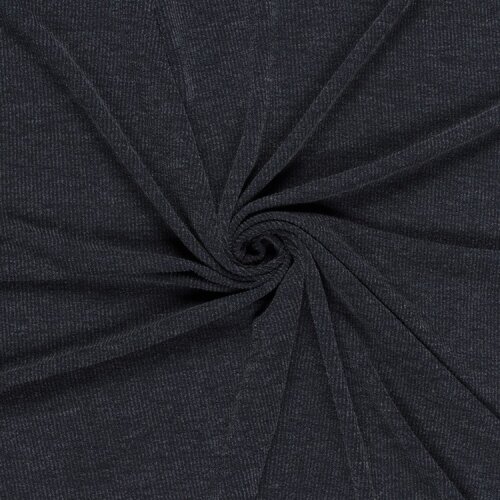 Rippenjersey Lurex Uni - dunkelblau meliert