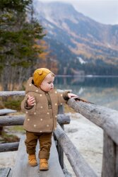 Teddystoff Bestickt Gänseblümchen - taupebraun