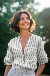 Musselin breite Streifen - beige