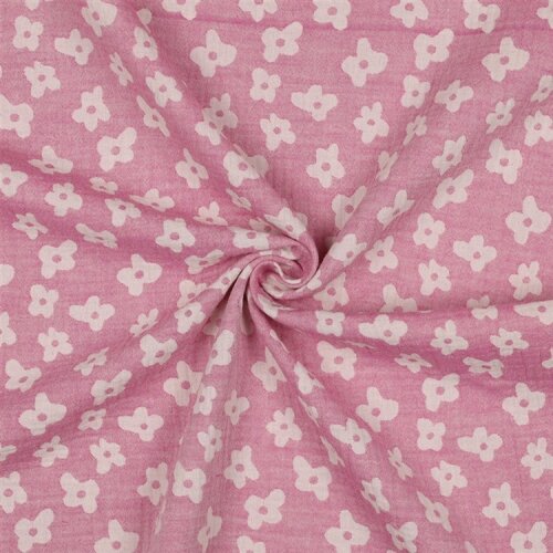 Musselin JACQUARD Blumen - CERISE