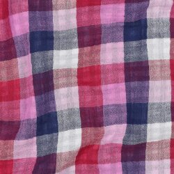 Musselin DOUBLE SIDED Karomuster - LILA / dunkelblau