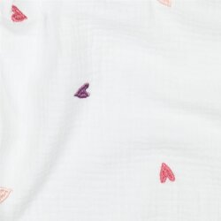 Musselin Bestickt Herzen - PINK / ORANGE