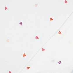 Musselin Bestickt Herzen - PINK / ORANGE