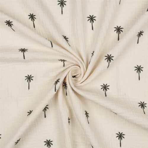 Musselin Bestickt PALM TREES - NATURAL WASHED