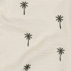 Musselin Bestickt PALM TREES - NATURAL WASHED