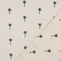 Musselin Bestickt PALM TREES - NATURAL WASHED