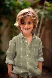 Musselin Bestickt PALM TREES - NATURAL WASHED