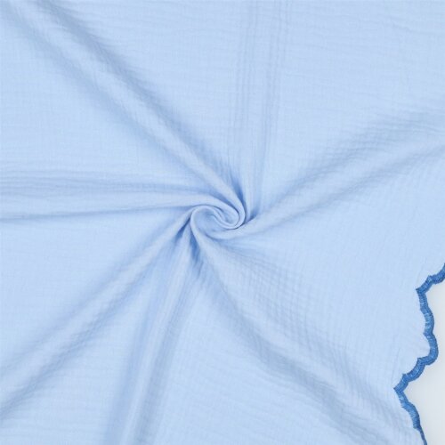 Musselin 2-SIDE SCALLOP - LIGHT BLUE