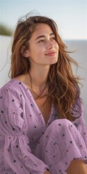 Musselin Bestickt Blumen - hellpink