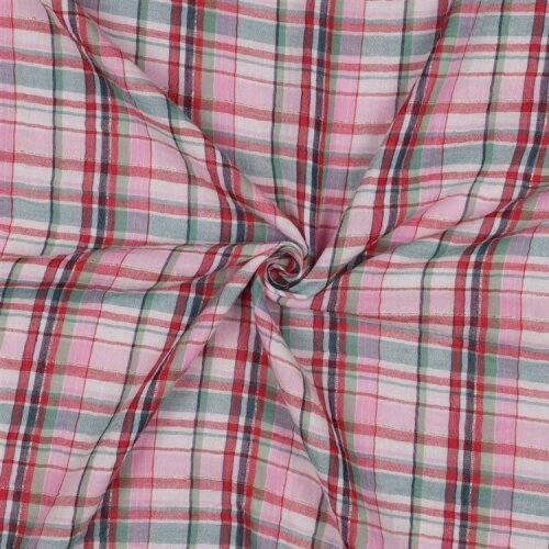 Musselin YARN DYED Karomuster - MUTLICOLOUR / LIGHT PINK