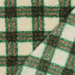 Bouclé Mantelstoff Karomuster - GREEN
