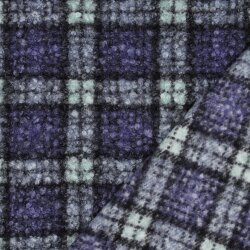 Bouclé Mantelstoff Karomuster - DARK LAVENDER
