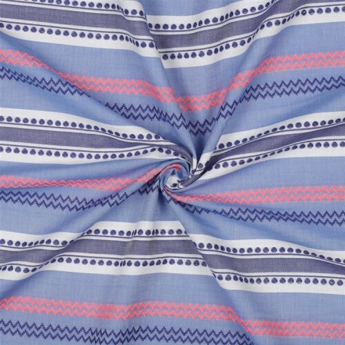 COTTON YARN DYED JACQUARD NEON - LIGHT BLUE / PINK