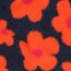 Teddystoff Blumen - dunkelblau/koralle