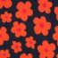 Teddystoff Blumen - dunkelblau/koralle
