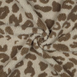 Teddystoff Leopunkte - taupe